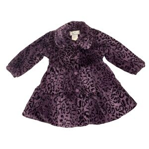 American Widgeon Purple Animal Print Coat size 5 girls Armpit